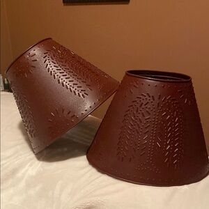 Pair of 12” Rustic Brown Metal Lamp Shades